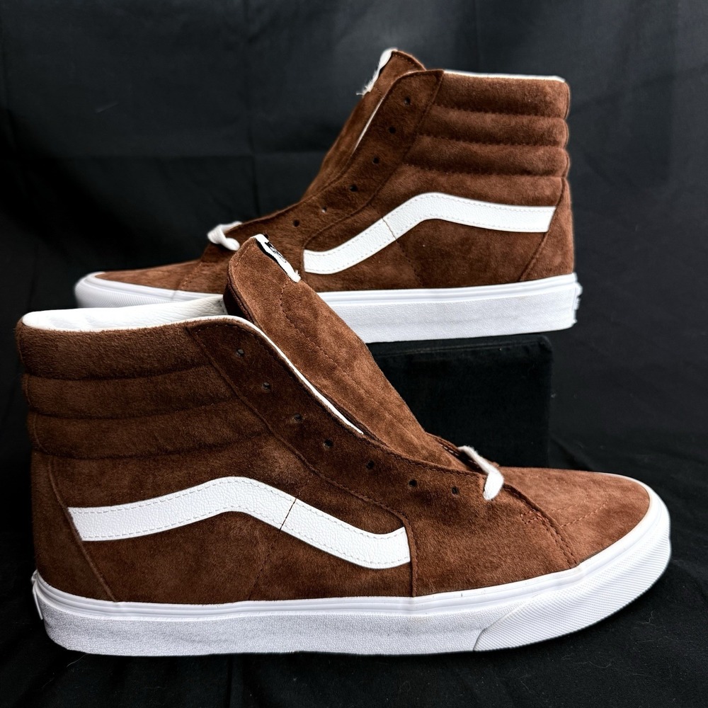 VANS Sk8 Hi Pig Suede Tortoise Shell Mens Size 13 Water Repellent Sneakers Brown